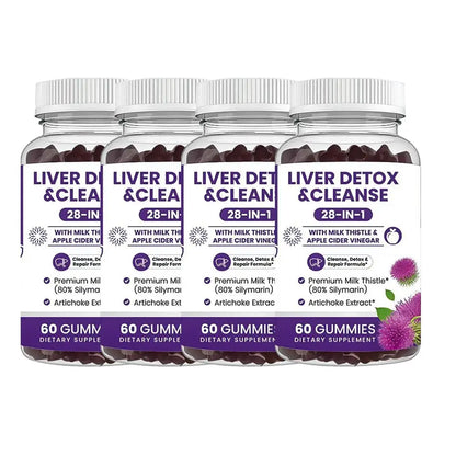 Milk Thistle Liver Support Gummies 28-in-1 Herbal Blend Apple Cider Vinegar Artichoke Daily Liver Wellness 60 Count
