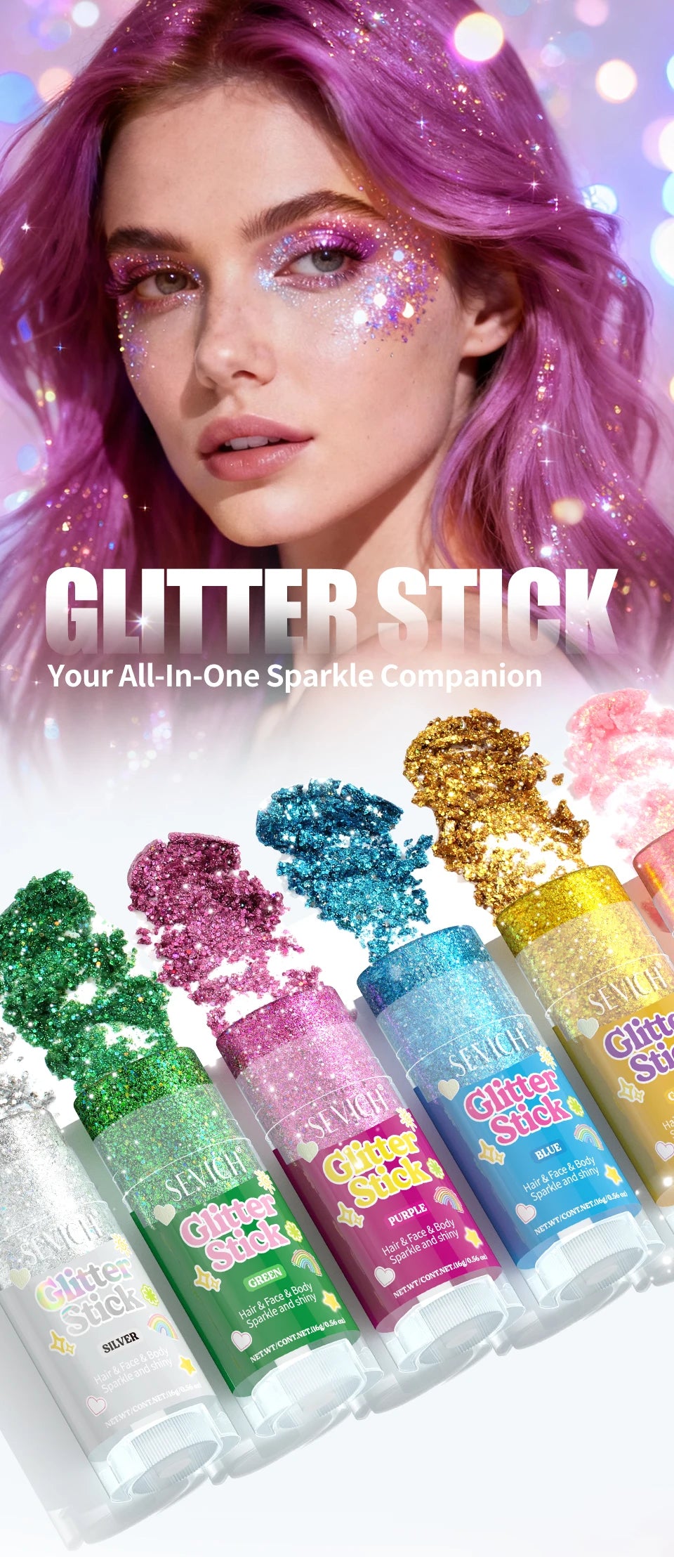 Fairy Dust Sparkling Sequins Glitter Bar Makeup Face Body Glitter Gel Hair Glitter Spray Christmas Paillette for Child Girl