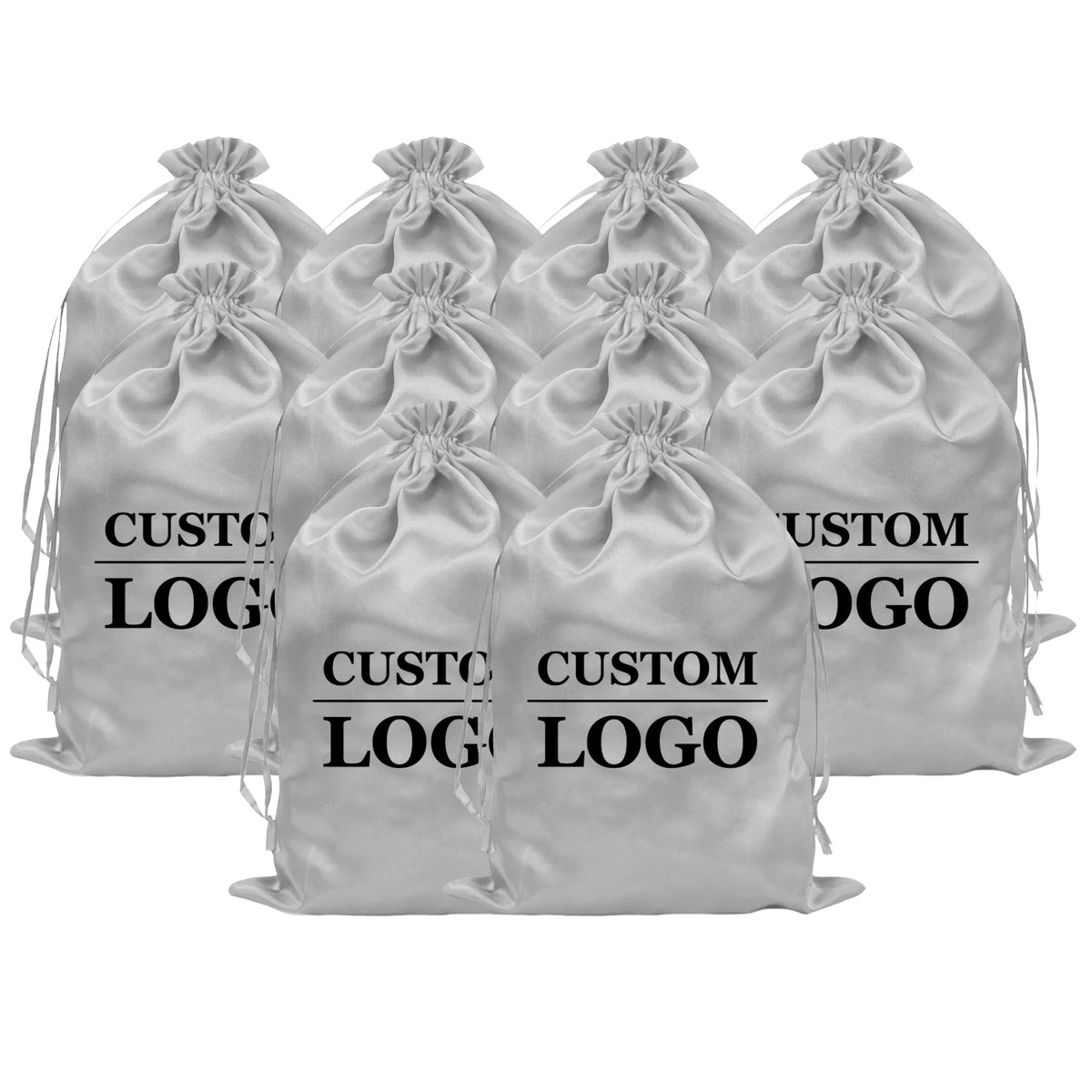 10PCS Custom Satin Bags Hair Bags Luxury Goods Silk Packaging Drawstring Pouches Makeup Case Shoes Cloth Wigs Storage Bag