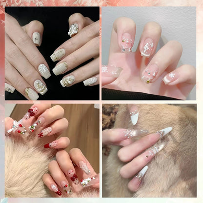 2 to 12 Sheets 5D Gold Silver Christmas Nail Decals Crystal Rhinestone Snowflake Xmas Tree Self Adhesive Nail Art Stickers