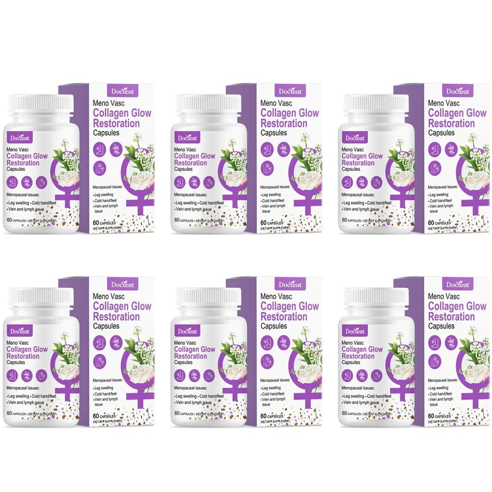 Collagen Glow Restoration Capsules, Boost Metabolism & Support Calorie Balance, Collagen Complex Hyaluronic Acid Magnesium 60Ct