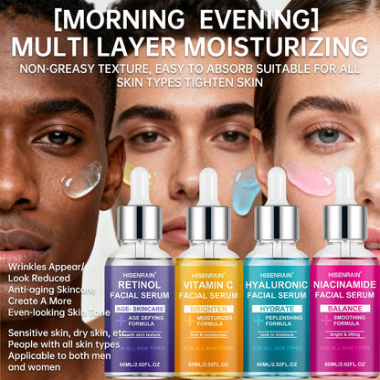HISENRAIN Luxury Moisturizing Essence 4-Piece Set - Premium Skincare Gift for Holiday Seasons, Radiant & Hydrated Skin.