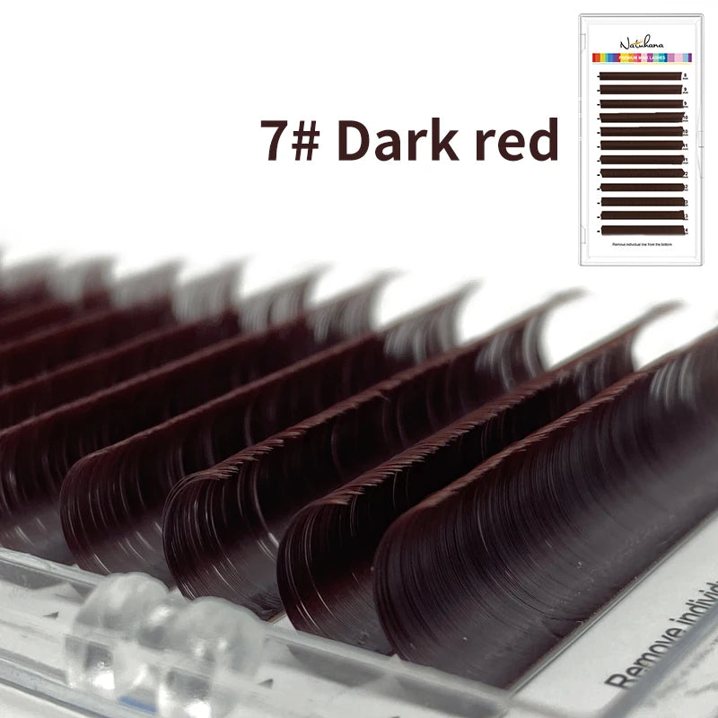 NATUHANA Ombre Blue Purple Color Eyelash Extension Individual Faux Mink Eyelashes Gradient White False Lashes