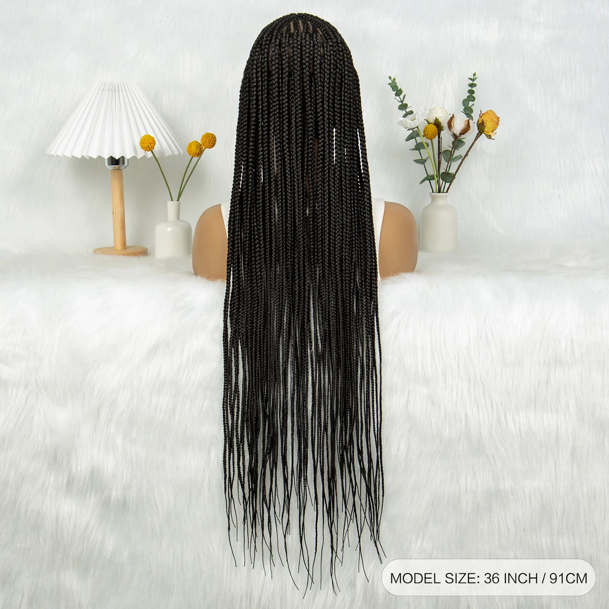 Box Braids Wig 36Inch Cornrow Braided Wigs Synthetic Full Lace  Braided Wig for Black Women Blended Lace Front Braiding Hair Wig