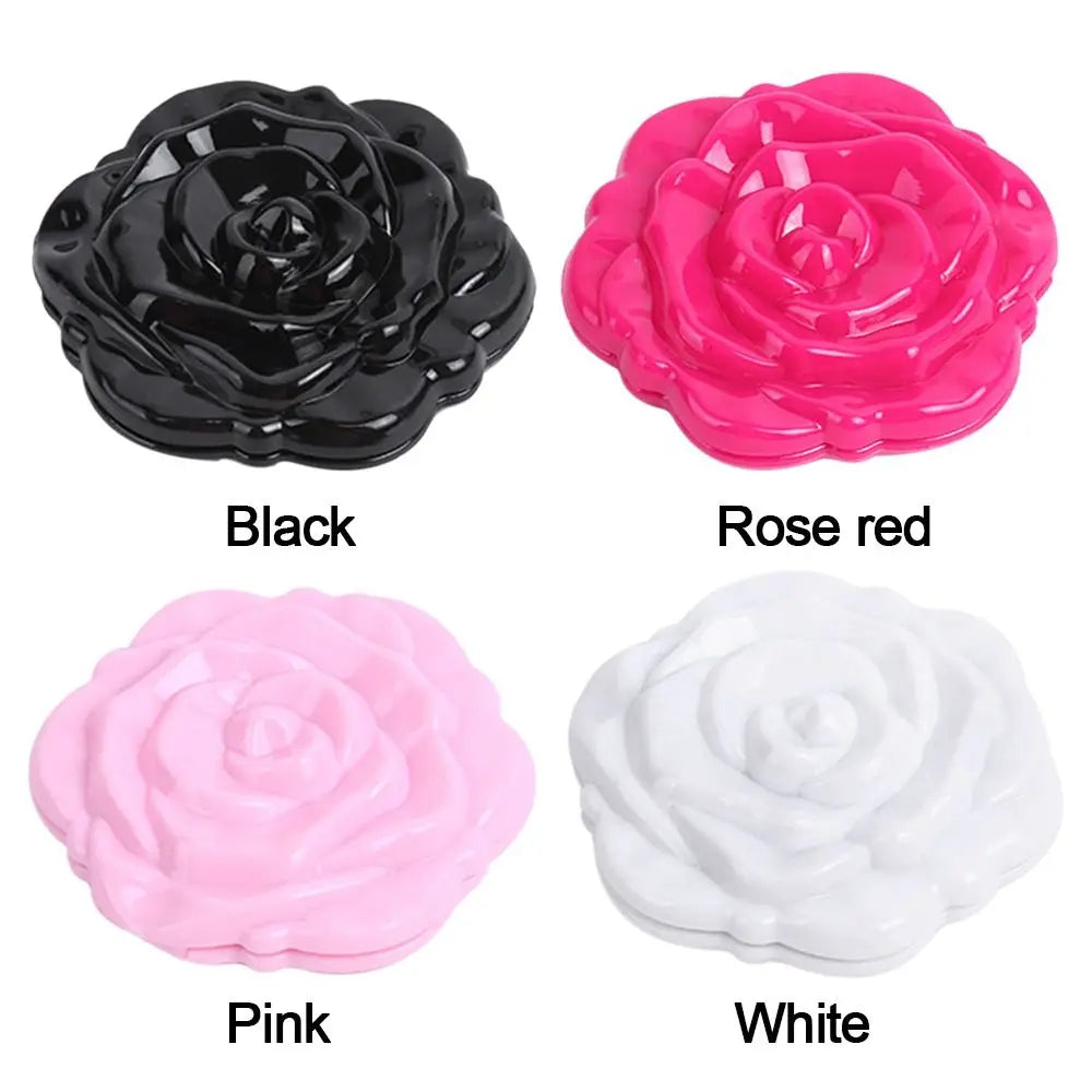 New Double-Sided Rose Flower Makeup Mirror Round Shape Handheld Mini Pocket Mirror Convenient Cosmetic Mirror Travel Beauty Tool
