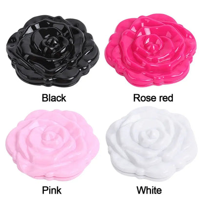 New Double-Sided Rose Flower Makeup Mirror Round Shape Handheld Mini Pocket Mirror Convenient Cosmetic Mirror Travel Beauty Tool