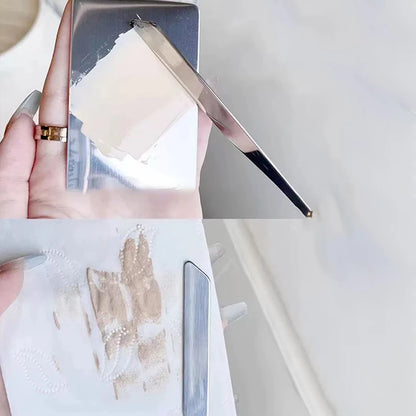 【M】1Set Foundation Brush Mixing Palette Stainless Steel Mixer Palette With Spatula Lipstick Eye Shadow MakeUp Tools