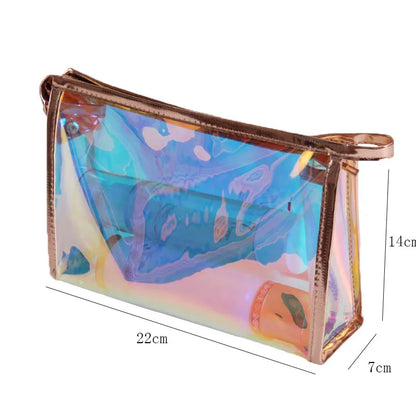 Transparent Pretty Makeup Bags Fashion Laser Travel Cosmetic Bag Toiletry Brush Bags Organizer Necessary Case Wash Make Up Box