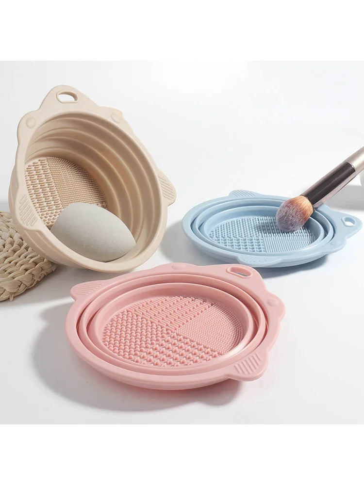Foldable Scrubbing Silicone Bowl Cosmetic Brush Cleaner Make Up Washing Brush Tool Cleaning Bowl Scrubbe Bowl Beauty Supplies