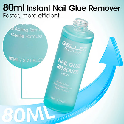 GELLEN 80ML Gel Nail Glue Remover Pro Press on Nails Fake Tips Non Acetone Gentle Odorless Removal False Acrylic Manicure DIY