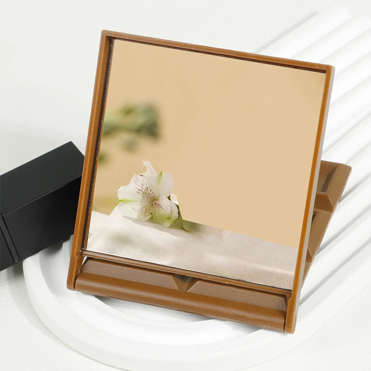 Creative Decorative Chocolate Mirror Square Kawaii Portable Mirror Plastic Chocolate Shaped Vanity Mirror Children