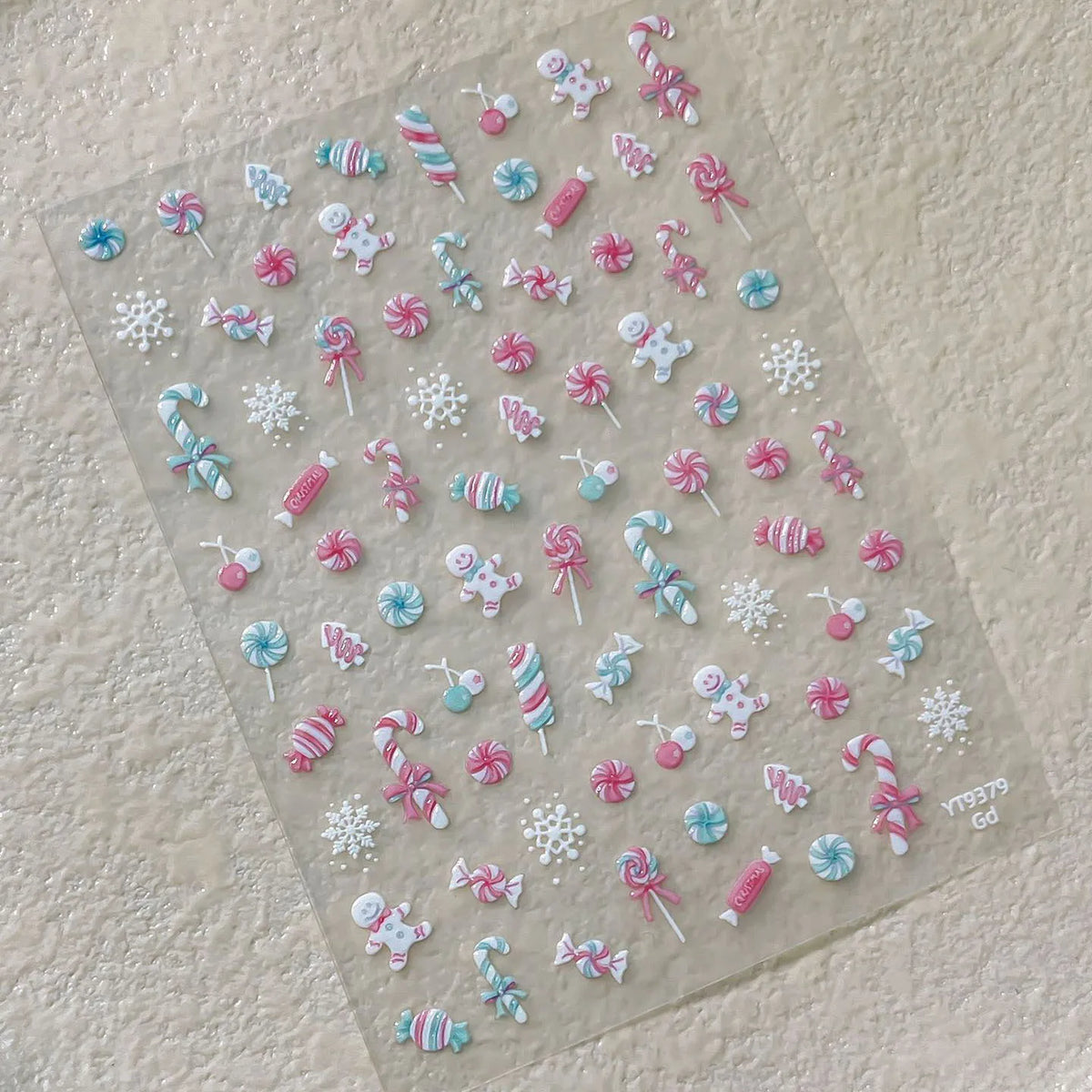 2026 New 5D Embossed Garland/Christmas Tree Nail Stickers White Snowflakes Bow Star Nail Decals Self-Adhesive Xmas Nail Decor