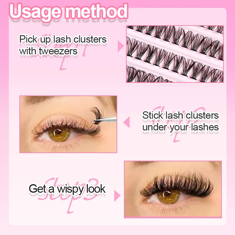Individual Lashes Eyelash tuft 8-16mm 200pcs Cluster Lashes Natural Look Mixed Tray DIY Eyelash Extension Volume Lash Clusters