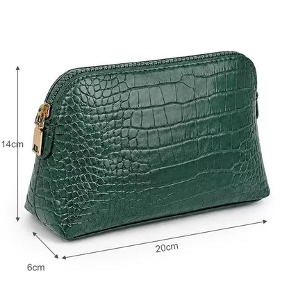 Customized Letters PU Leather Cosmetic Storage Bag Classic Simple Atmosphere Solid Color Make Up Bag Advanced Zipper Wash Bag