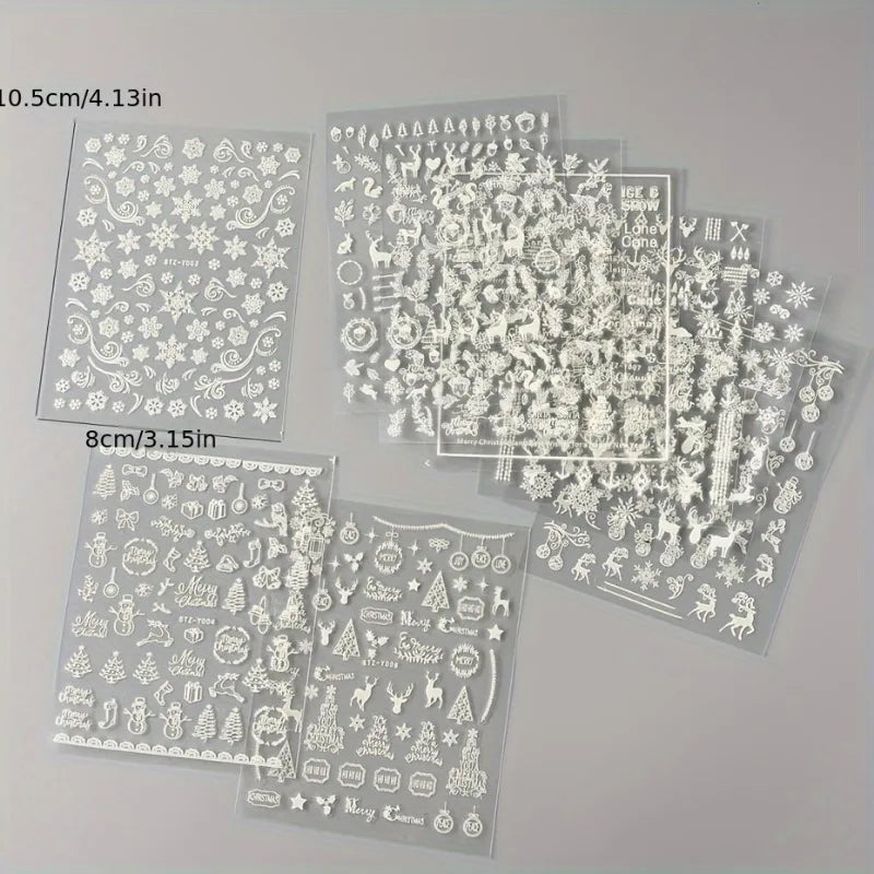 9PCS Nail Stamping Plates Christmas French Xmas Steel Printing Stencil Snowflakes Nail Stamp Templates Nail Art Manicure Tools