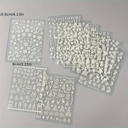 9PCS Nail Stamping Plates Christmas French Xmas Steel Printing Stencil Snowflakes Nail Stamp Templates Nail Art Manicure Tools