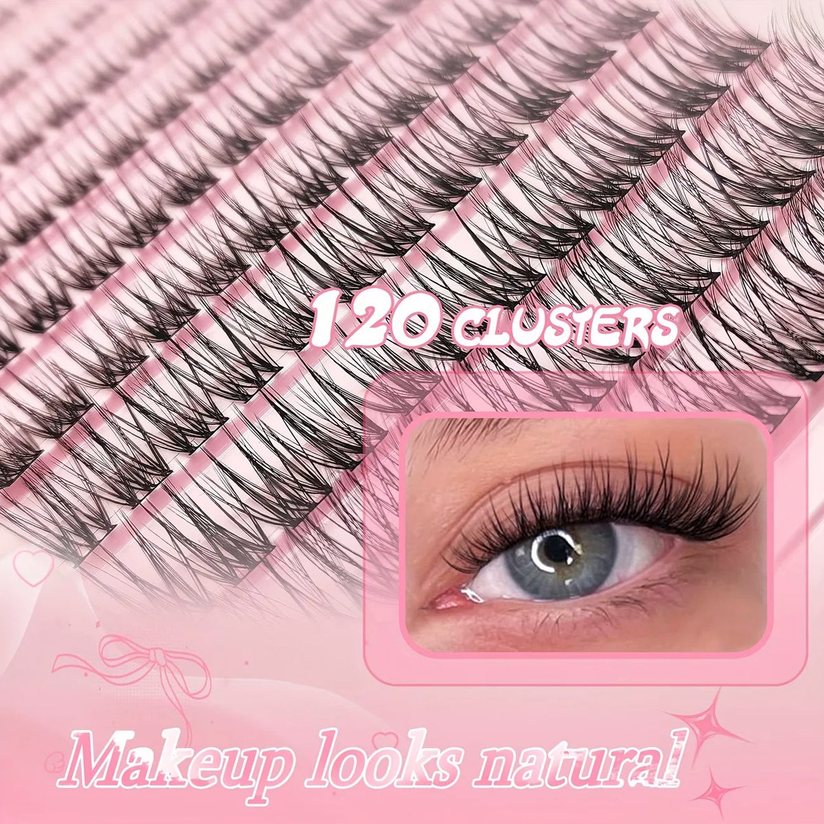 120 Clusters of False Eyelashes, 8-16mm, Naturally Slender, Reusable, Perfect for Halloween, Christmas, Valentine's Day Gifts, Wedding Season, and Other Occasions