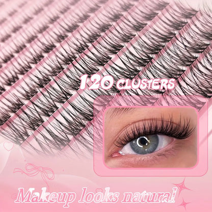 120 Clusters of False Eyelashes, 8-16mm, Naturally Slender, Reusable, Perfect for Halloween, Christmas, Valentine's Day Gifts, Wedding Season, and Other Occasions