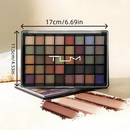 1 Set Tlm 40-Color Eyeshadow Palette with Makeup Brush Set, Matte and Shimmer Multi-color Earth Tones, Long-Lasting and Vibrant, Great for Beginners
