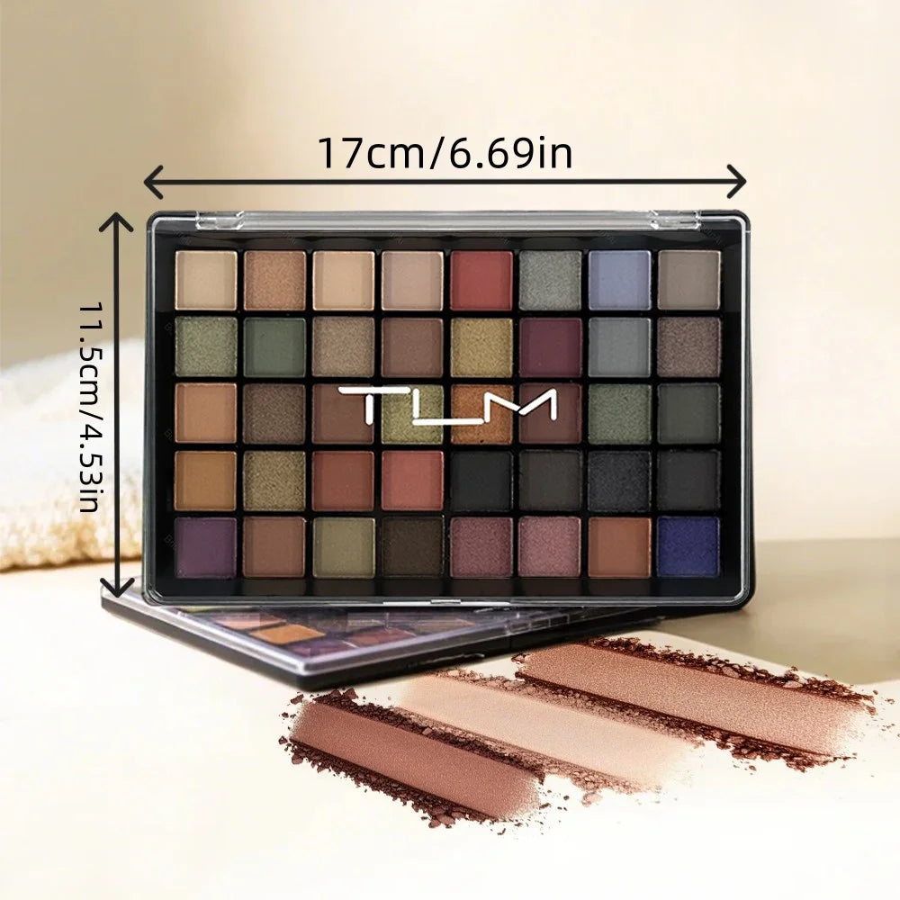 1 Set Tlm 40-Color Eyeshadow Palette with Makeup Brush Set, Matte and Shimmer Multi-color Earth Tones, Long-Lasting and Vibrant, Great for Beginners