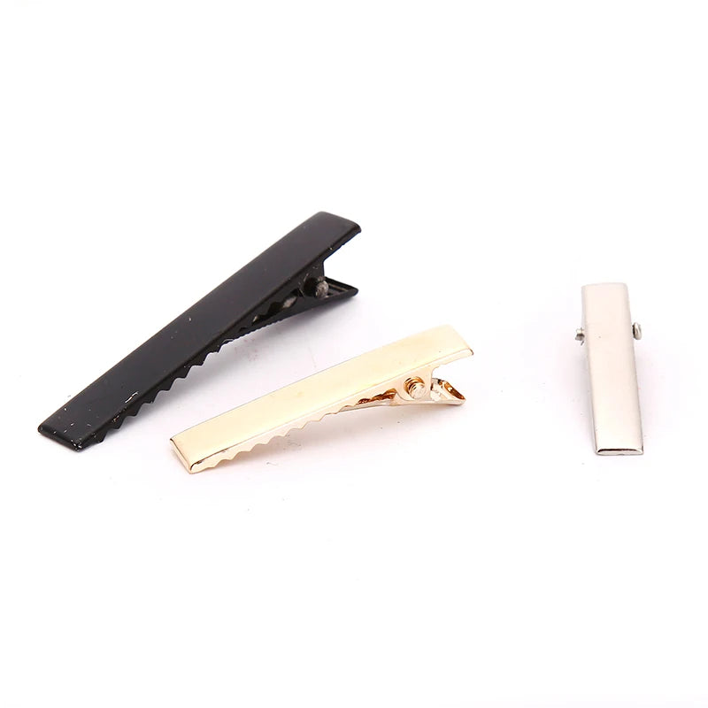 (YOUR)100pcs Black Hairclips Single Prong Alligator Hairpin Blank Setting Hair Clips.