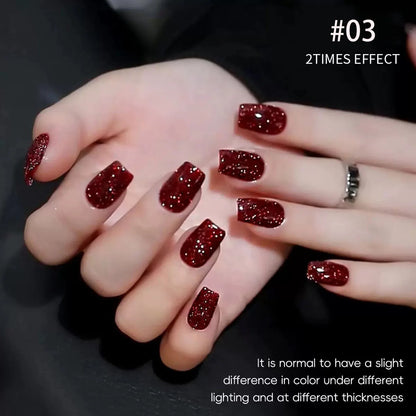 MN 12ML 1-21PCS Hot Selling Red through Half the Sky Cat Eye Nail Polish New Whitening Glass Bead Cat Eye Nail Polish Nail Art