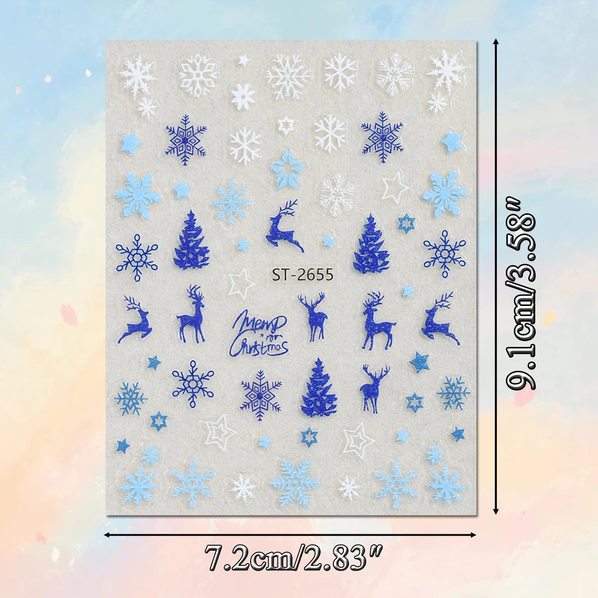 3 to 12 Sheets 3D Christmas Santa Snowman Reindeer Tree Snowflake Lights Gnome Self-Adhesive Nail Art Stickers