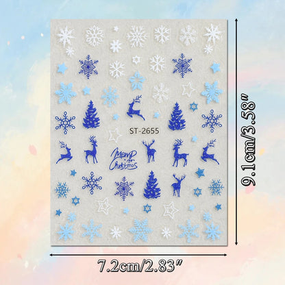 3 to 12 Sheets 3D Christmas Santa Snowman Reindeer Tree Snowflake Lights Gnome Self-Adhesive Nail Art Stickers