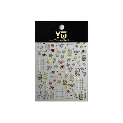 Kawaii 2PCS/Pack Embossed Bear DIY Stickers Scrapbook Sticker For Journal Material Nail Sticker Set