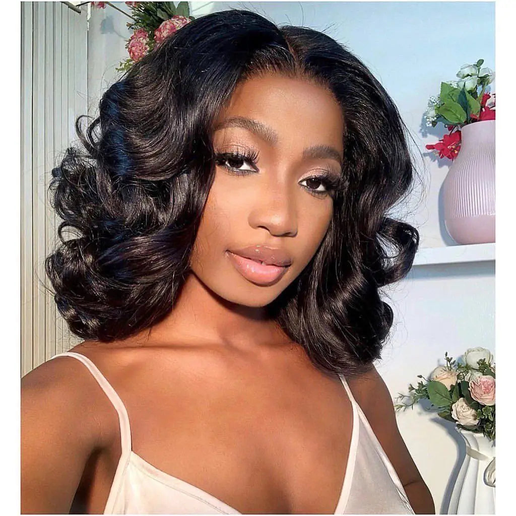 Egg Curly Super High Density Wig 100% Human Hair Wigs Cute Bob Wigs 13x4 Lace Frontal Wigs For Women Free Part Natural Color Wig
