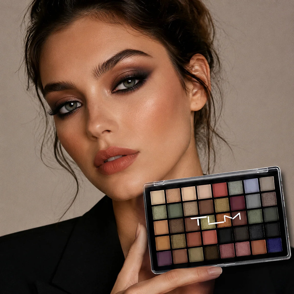 1 Set Tlm 40-Color Eyeshadow Palette with Makeup Brush Set, Matte and Shimmer Multi-color Earth Tones, Long-Lasting and Vibrant, Great for Beginners