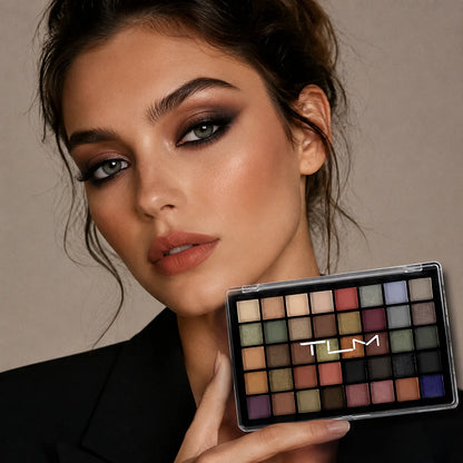 1 Set Tlm 40-Color Eyeshadow Palette with Makeup Brush Set, Matte and Shimmer Multi-color Earth Tones, Long-Lasting and Vibrant, Great for Beginners