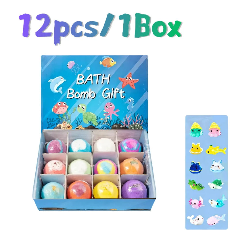 Kids Bath Bombs Toy Surprise Hidden Glow in Dark Toys Natural Organic Bath Fizz Balls Gift Set for Children Holiday Gift Set