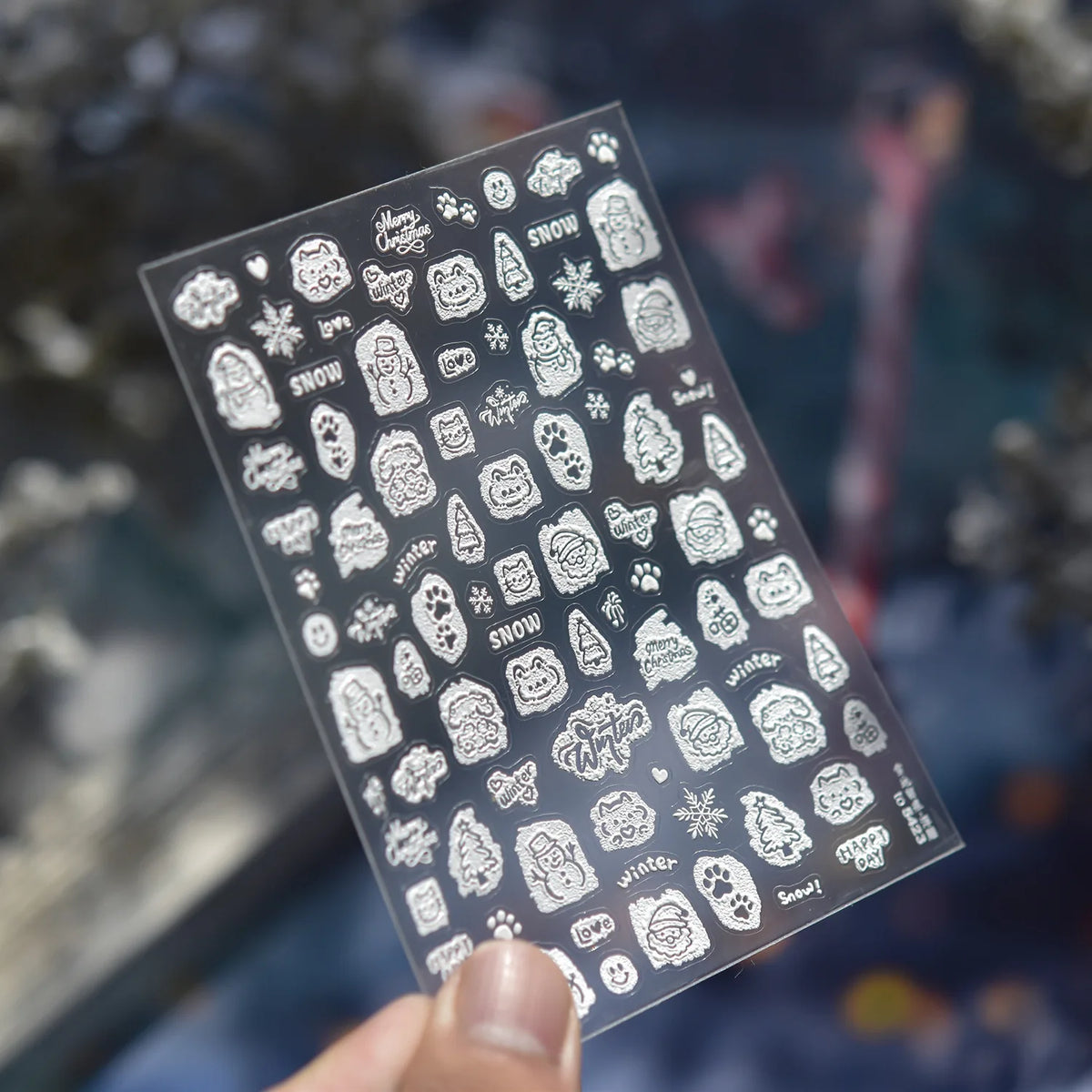 White Snowflake Red Bowknot Nail Art Sticker Adhesive High Quality Winter DIY Nail Art Decal Foil Decoration
