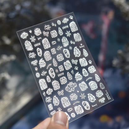 White Snowflake Red Bowknot Nail Art Sticker Adhesive High Quality Winter DIY Nail Art Decal Foil Decoration