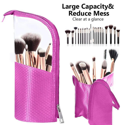 LUSQI Minimalist Transparent PVC Waterproof Cosmetic Leather Makeup Bag Travel Portable Toiletry Bag