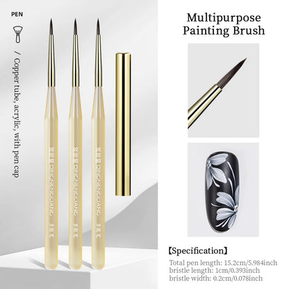 QINGNENGLIANG Nail Art Brush Painting Drawing Pen for Lines Grid Flower Butterfly DIY Multifunctional Manicure Design Tool