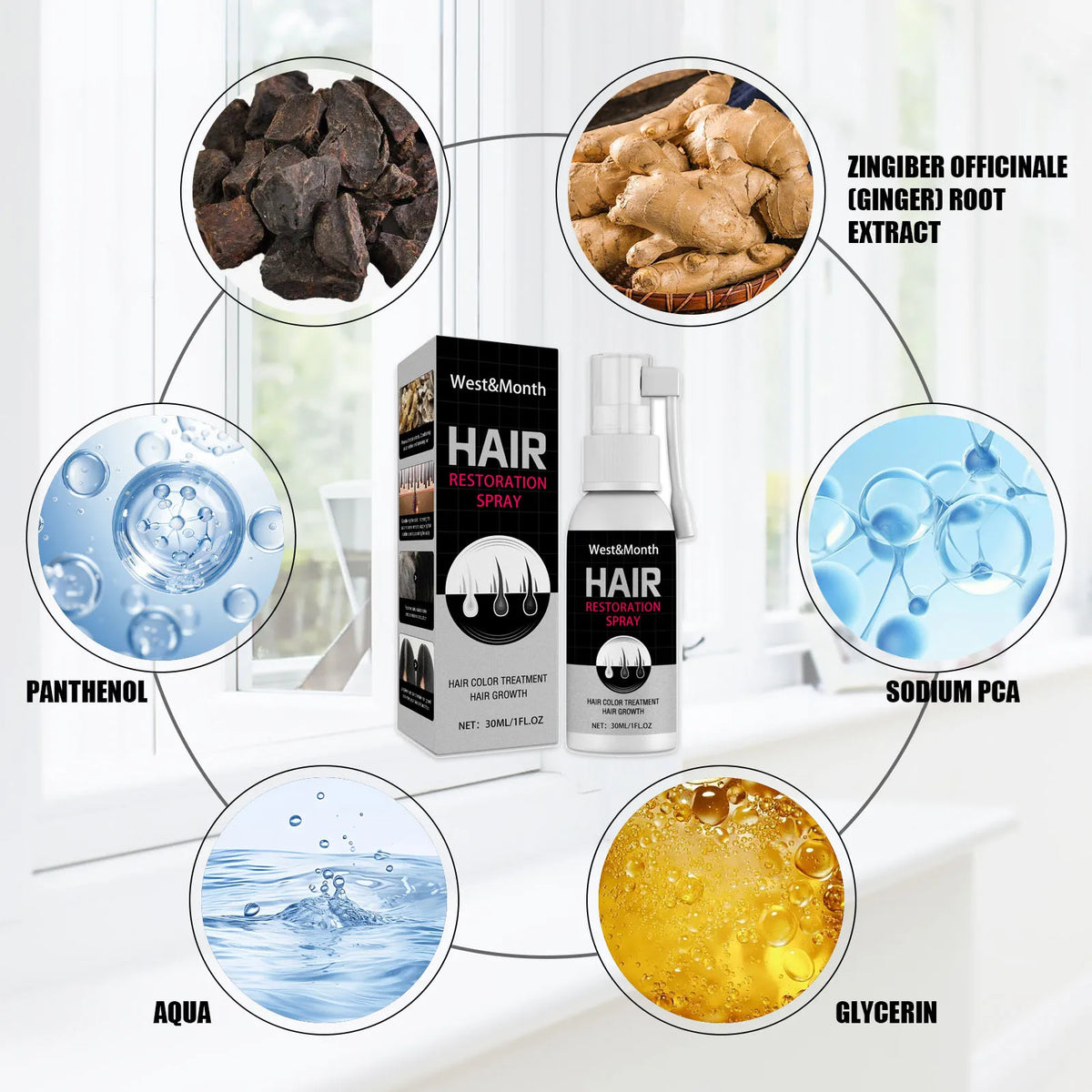 Gray White Hair Treatment Serum Cover White Hairs To Black Natural Color Repair Spray Anti Loss Hair Restore Healthy Hair Care