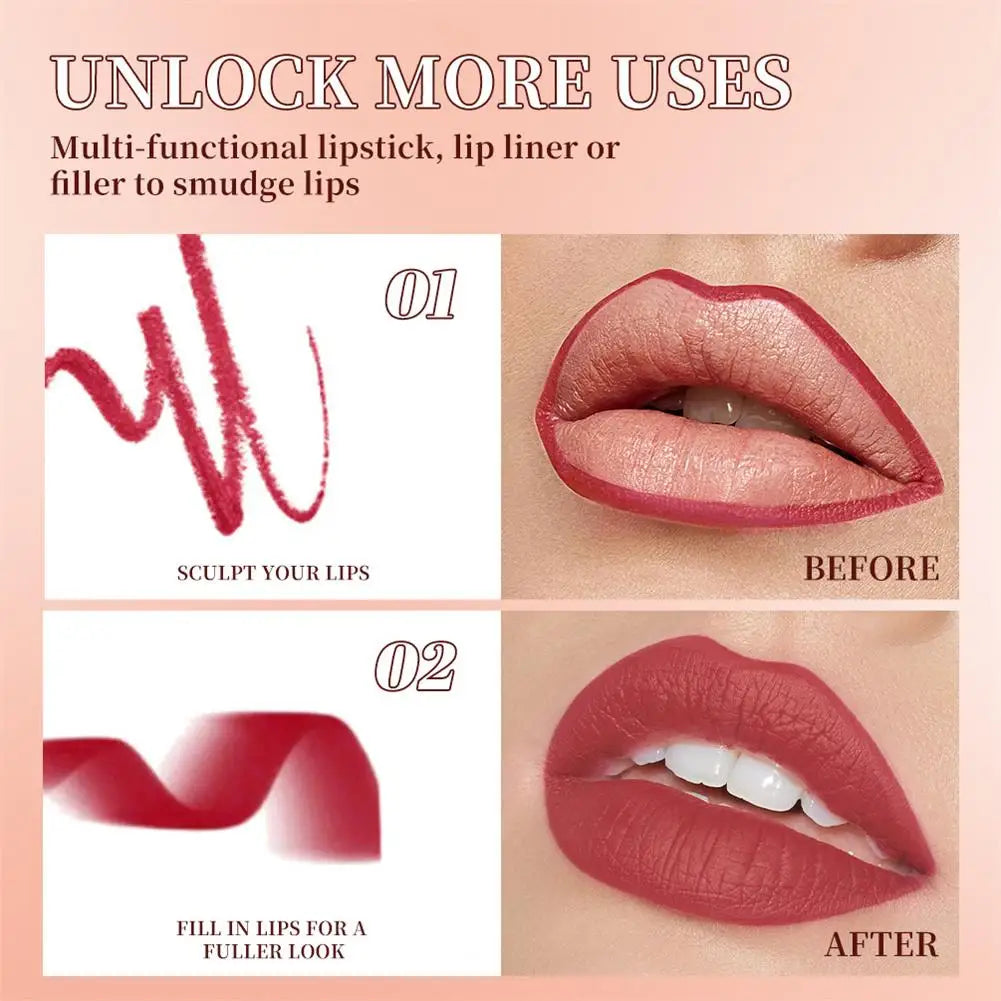 Twist Up Lip Liner Lipstick Pen Multipurpose Powder Blusher Velvet Matte Waterproof Lip Contour Non Stick Cup Lip Rouge Makeup