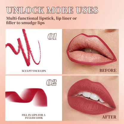Twist Up Lip Liner Lipstick Pen Multipurpose Powder Blusher Velvet Matte Waterproof Lip Contour Non Stick Cup Lip Rouge Makeup