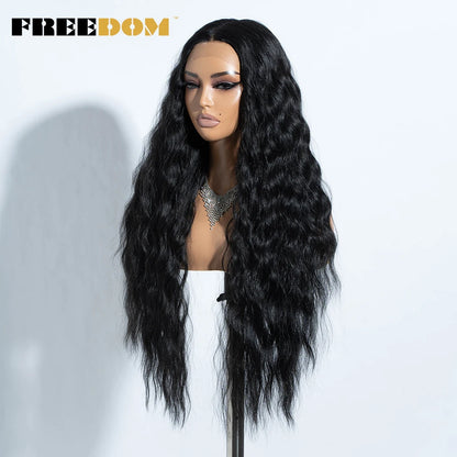 FREEDOM Synthetic Lace Front Wigs For Women Easy Wear Long Curly Wavy Ombre Blonde Ginger Lace Wigs Heat Resistant Cosplay Wigs