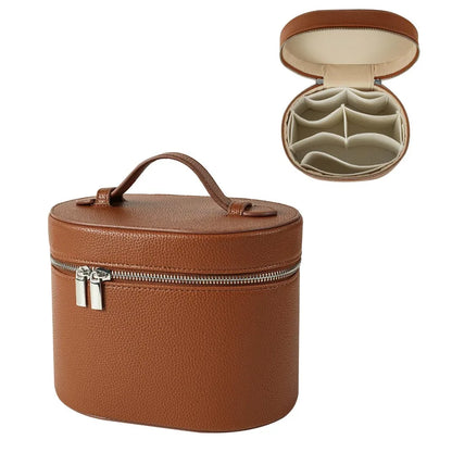 Large Capacity Cosmetic Box PU Leather Internal Storage Box Travel Organizer Bag Waterproof Zipper Closure Makeup Bag Daily Use