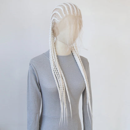Black Braided Wigs Synthetic Full Lace Wig Glueless Full Lace Synthetic Wig Heat Resistant Fiber Wig for Women Daily Wear