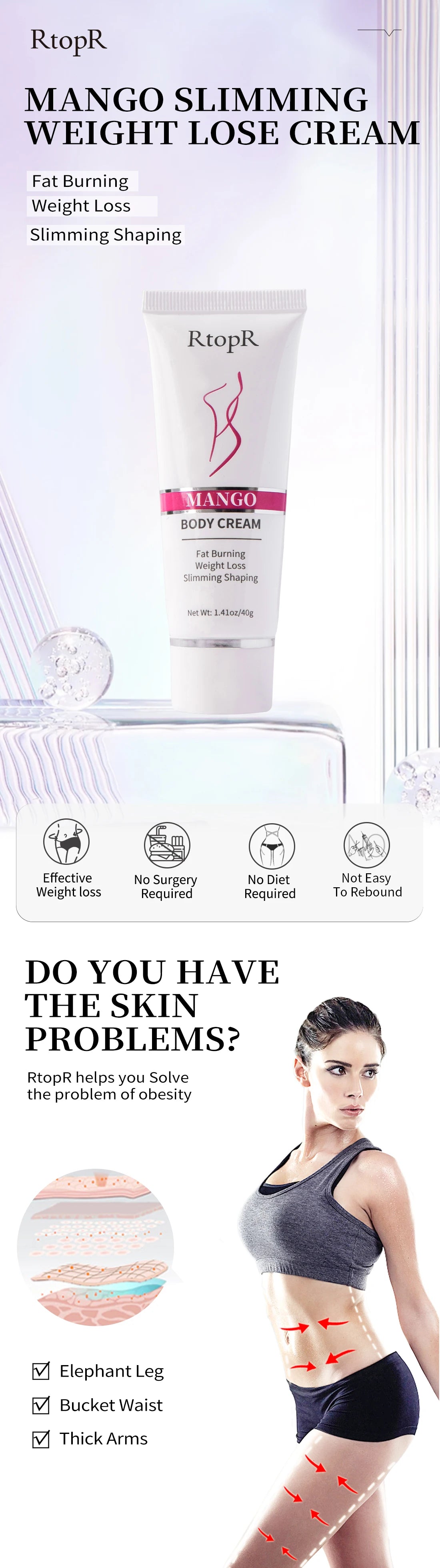 Mango Slimming Weight Lose Body Cream Slimming Shaping Create Beautiful Curve Firming Cellulite Body Anti Winkles Skin Care