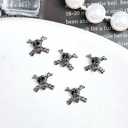 20PCS Multiple Style Alloy Skull Spider Nail Art Charms New Creative Glass Diamond Bat Halloween Nail Decorations for DIY Nails
