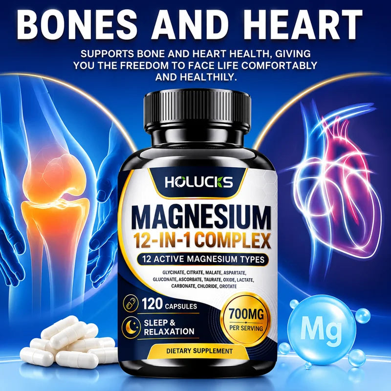 Magnesium Complex Supplement, Support Muscle, Bone & Joint Health, Improve Sleep Quality, Calm Mood, Boost Energy & Nerve Health