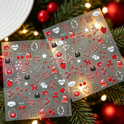 4pcs/set Christmas Snow Globe Snowflake Nail Stickers Round Wreath Polka Dots Merry Christmas Nail Decals Festival Decorations