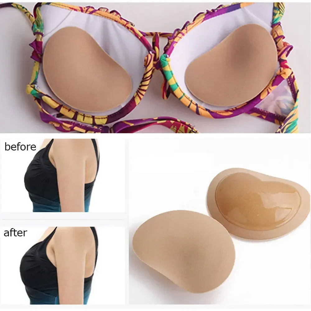 Chest Push Up Sticky Bra Thicker Sponge Bra Pads Breast Lift Up Enhancer Silicone Removeable Inserts Swimsuit Invisible Bra