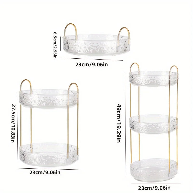 1Pc/Water Ripple Pattern Bedroom Vanity Cosmetic Rotating Storage Rack Box Bathroom Desktop Perfume and Skincare Tray