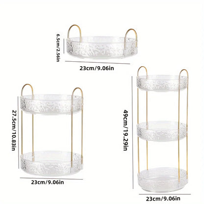 1Pc/Water Ripple Pattern Bedroom Vanity Cosmetic Rotating Storage Rack Box Bathroom Desktop Perfume and Skincare Tray